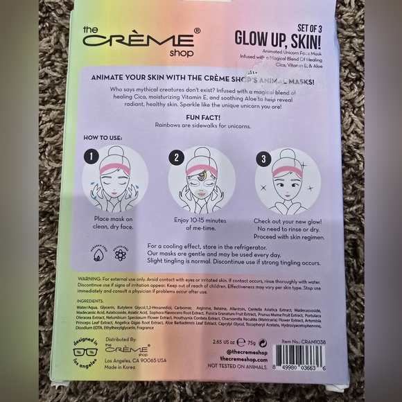 The Creme Shop Glow Up, Skin! Animated Unicorn Face Mask 3 Pack - Picture 2 of 2
